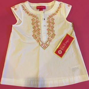 Lily Pulitzer embroidered tunic girls 4t pink/gold